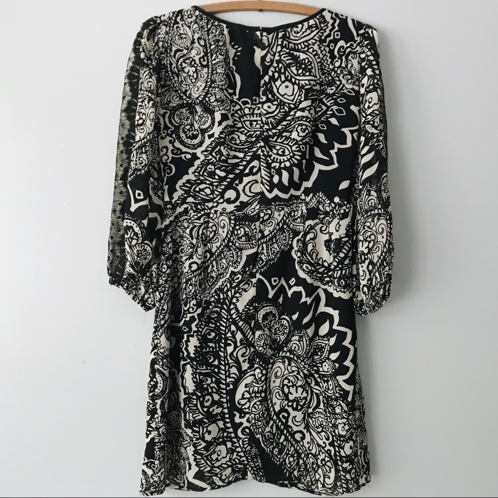 Nanette Lepore Black Cream Silk Dress - 2 - Picture 4 of 8